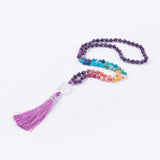 The Natural Tranquilizer - Amethyst with Agate Handmade Mala Necklace with Semi Precious Gemstones - Zayra Mo