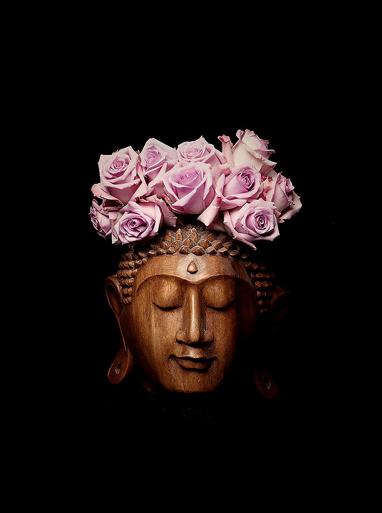 Buddha with roses flowers crown Photography - Gallery Quality - Zayra Mo